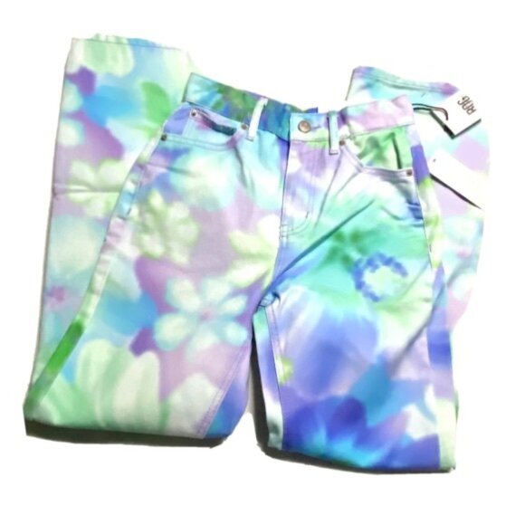 BDG Womens 24” High-Waisted Floral Print Wide-Leg Jeans Pastel - Picture 10 of 16